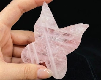 Rose Quartz Butterfly Gua Sha Tool | Natural Crystal Face Sculpting Massage Stone | Facial Lymphatic Drainage | Skincare Gift for Her