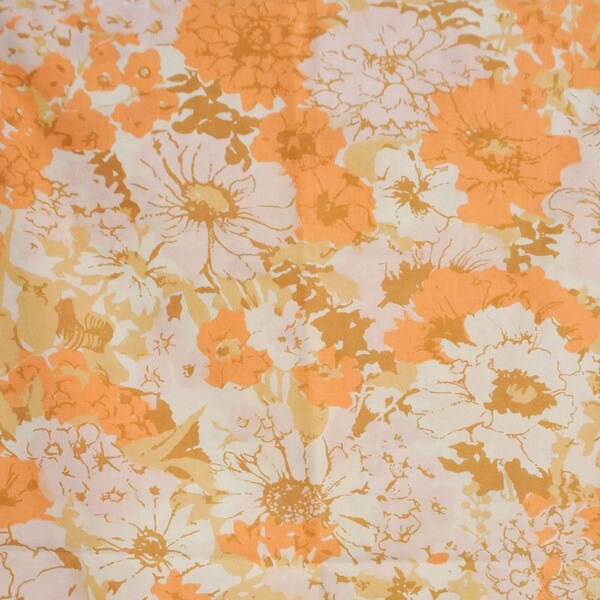 Single Floral Pillow Case / Soft Orange, Peach and White / Vintage Floral Bedding / Garden Theme Decor