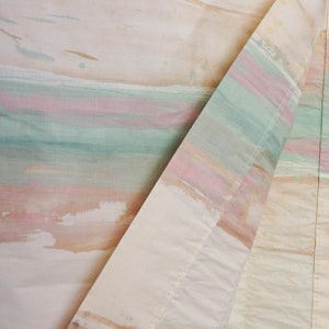 Very Long Valance for 3&quot; Rod / Vintage 1980s Decor / Fabric Yardage / Long Ruffled Window Treatment Topper