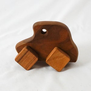 Small Wooden Toy Car with Square Wheels / Vintage Rustic Toy image 1
