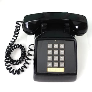 Working Black Push Button Telephone / Modern Retro 1980s Vintage Electronics / Authentic Ringing Phone Photo or Movie Prop