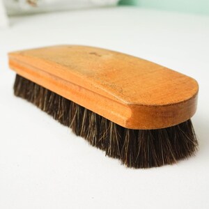 Wood Handled Horse Hair Boot Brush / Vintage Rustic Tools / Natural Bristle Shoe Polish Soft Brush