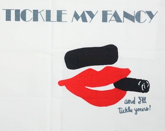 Single Pillow Case "You Tickle My Fancy" Groucho Marx Graphic / Red Black White Decor / Vintage 80s Bedding