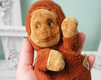 Knickerbocker Toys Monkey Kuddles / Rare Antique Plush Toy / Vintage Collectible Soft Body Doll