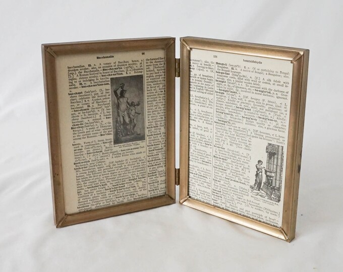 Double 5 X 7 Soft Gold Metal Picture Frame / Vintage Desk Photo Display