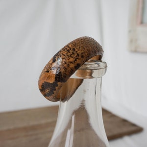 Python Snake Bangle Bracelet with Leather Lining / Vintage Jewelry