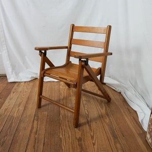 Childs Small Folding Wooden Chair / Rustic Cottage / Vintage Furniture