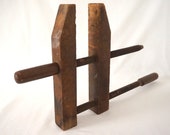 Rustic Wood Screw Clamp Primitive Vintage Hardware Tools