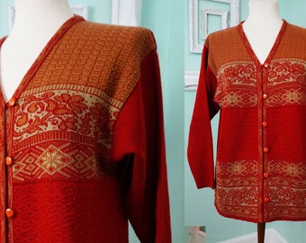 Georges Sant Angelo Womens Bomber Sweater Jacket / Zipper Cardigan / Vintage 90s Sz M