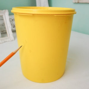 Bright Yellow Tupperware Servalier Canister / 1970s Modern Vintage / Kitchen Storage Retro Decor image 8