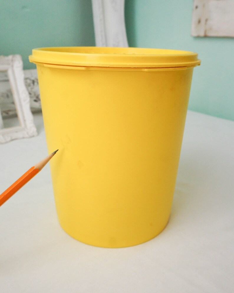 Bright Yellow Tupperware Servalier Canister / 1970s Modern Vintage / Kitchen Storage Retro Decor image 8