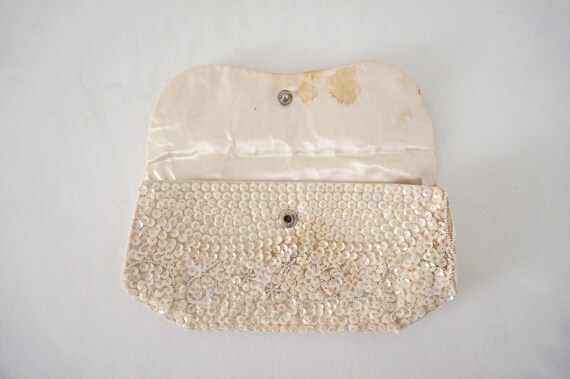 Creamy White Beaded Clutch Vintage Purse // Women… - image 3