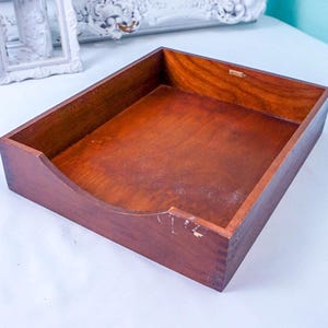 Solid Wood In/Out Letter Tray / Vintage Office Storage / Stempel Wooden Desk Box for Paper