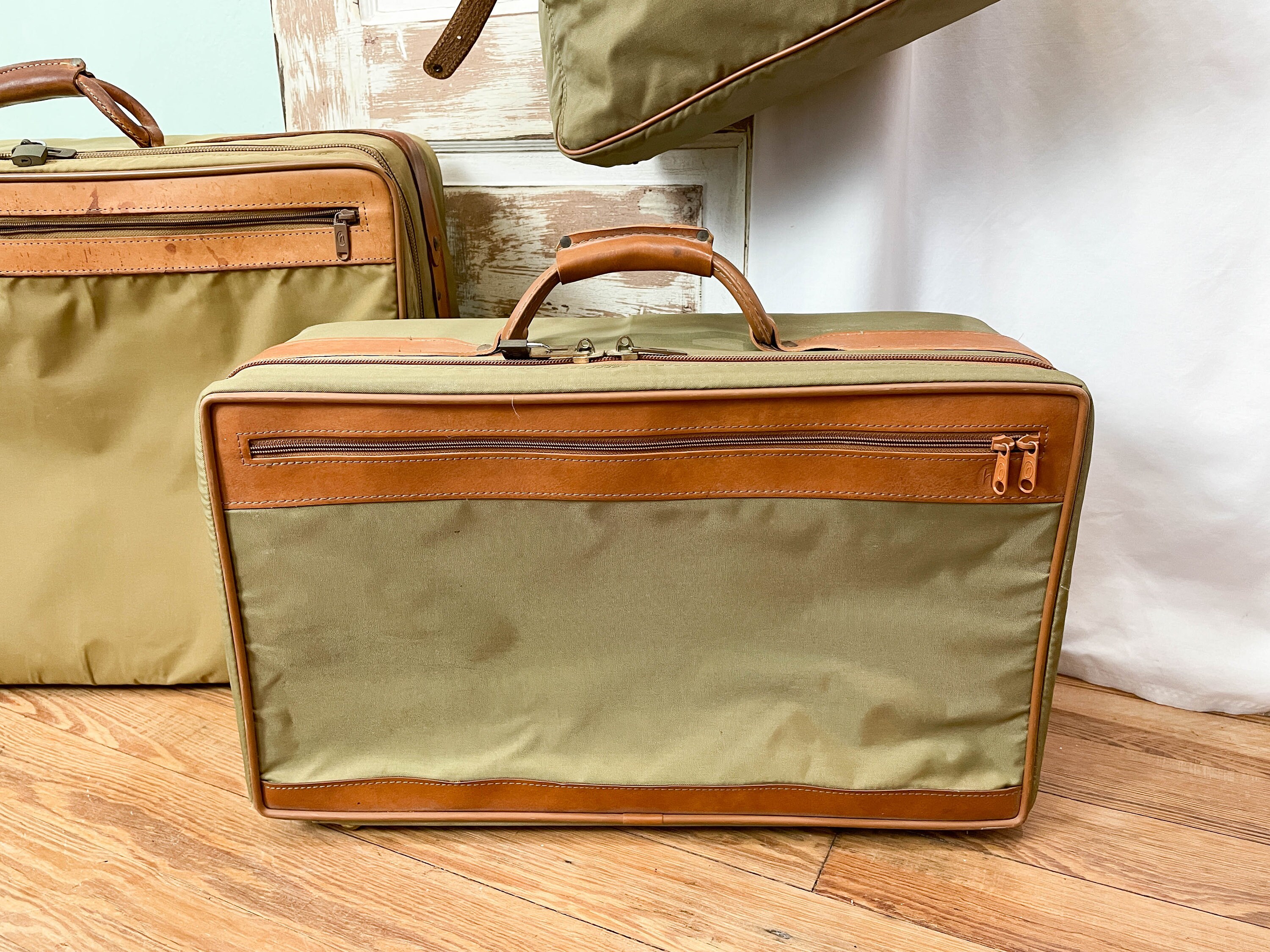 Hartmann Nylon and Leather Suitcase Set Double Sided Valise Shoulder Tote Overnighter Vintage Luggage Boho Travel Etsy