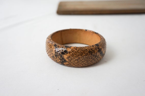 Python Snake Bangle Bracelet with Leather Lining … - image 4