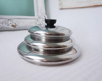 Choose ONE Revereware Lid / Vintage Stainless Steel Copper Bottom Cookware / Retro Kitchen Wedding Gift / Replacement Salvage