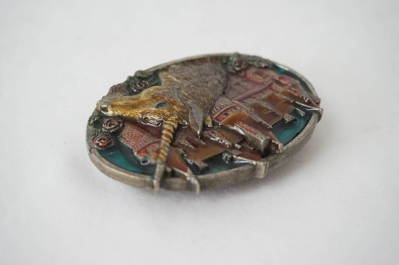 Pewter Unicorn Belt Buckle Bergamot Enameled Colo… - image 6