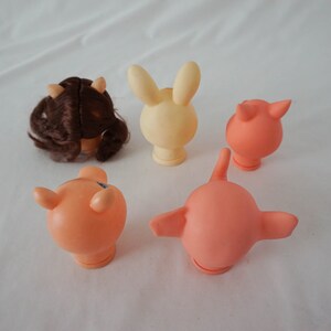 Pairs of Two Various Animal Doll Heads for Reuse or Repurpose / Vintage Elephant Rabbit Pig Childrens Toy image 8