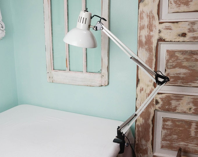 White Metal Articulating Work Light / Vintage Mod Artist Desk Etsy