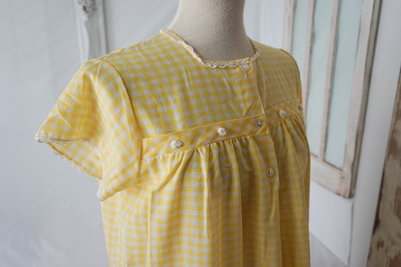 Yellow and White Gingham Check House Dress or Nig… - image 6