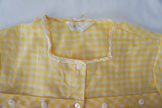 Yellow and White Gingham Check House Dress or Nig… - image 9