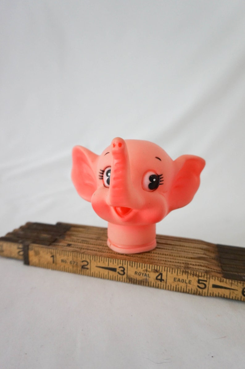 Pairs of Two Various Animal Doll Heads for Reuse or Repurpose / Vintage Elephant Rabbit Pig Childrens Toy image 3