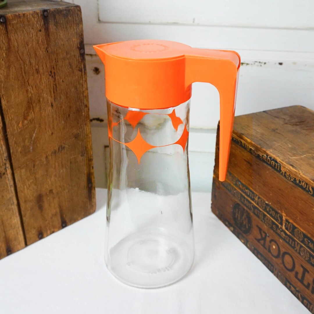 Mod 70s Juice Pitcher With Bright Orange Lid / Breakfast Drink Carafe ...