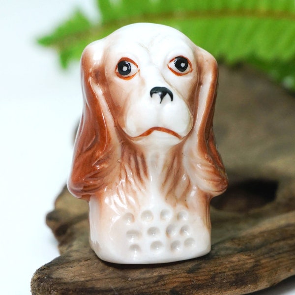 Springer Spaniel Dog Bust / Vintage Cocker Small Porcelain Figurine / Pet Collectible Art Sculpture