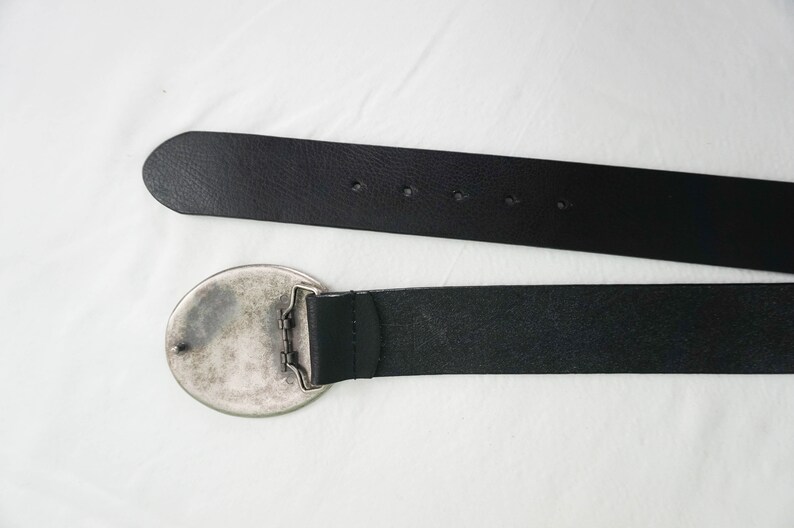 Huge Peugot Logo Belt Buckle / Black Leather GUESS Belt / - Etsy