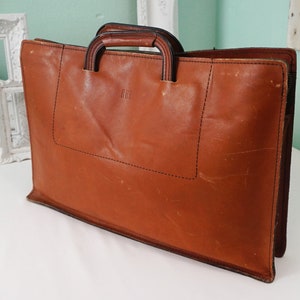 Valise de cuero de lado suave / maletín estrecho / tote de cuero marrón del vendedor / equipaje de viaje de bolsa de computadora portátil Boho