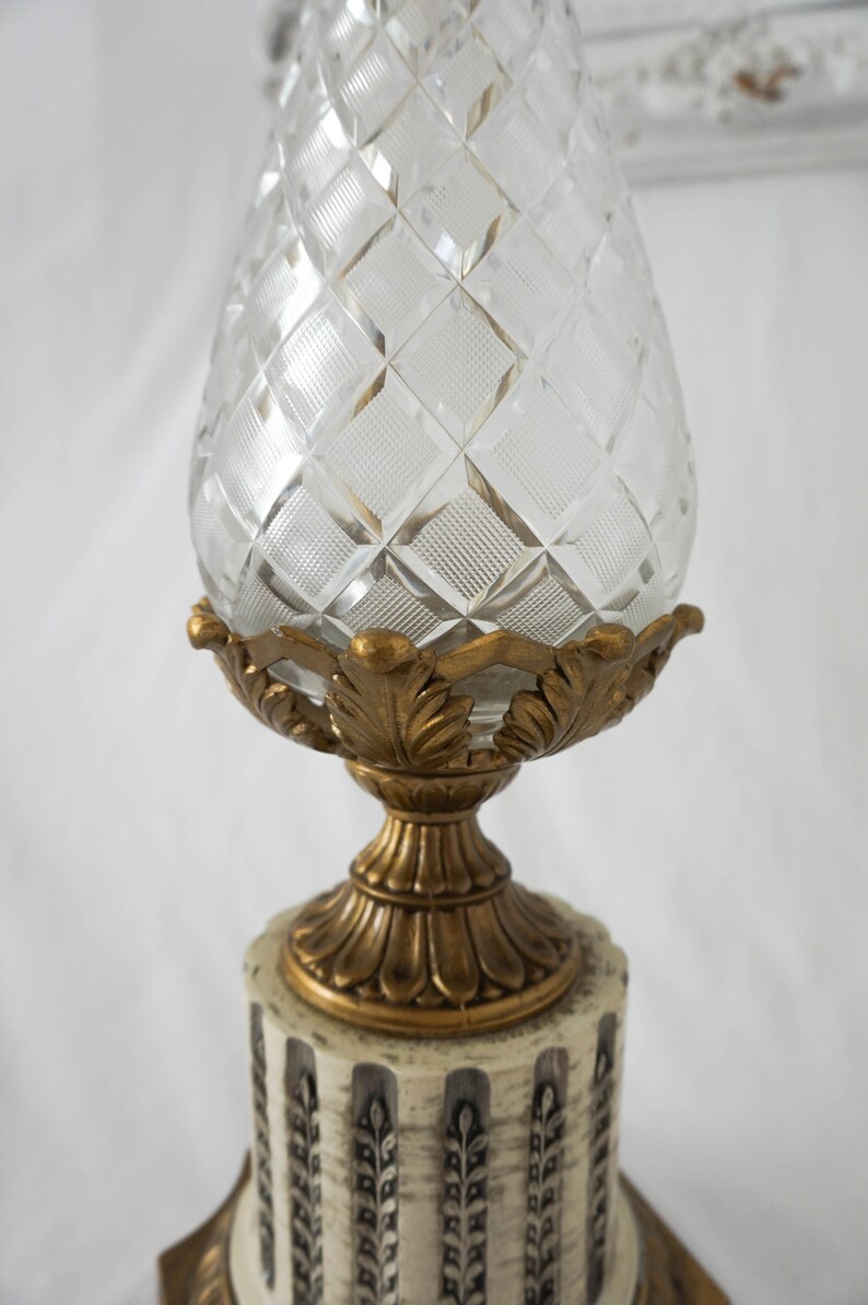 Tall Pineapple Crystal Cut Glass Table Lamp / Vintage Etsy