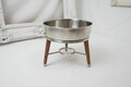 Mod MCM Stainless and Wood Serving Dish / Mid Century Scandinavian Party Vintage / Stainless Steel Tray