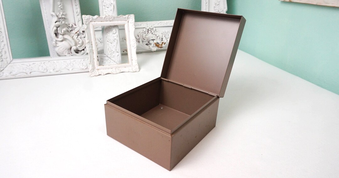 Plain Metal File Box With Hinged Lid / Vintage Office Etsy