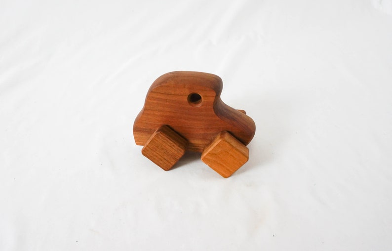 Small Wooden Toy Car with Square Wheels / Vintage Rustic Toy image 6