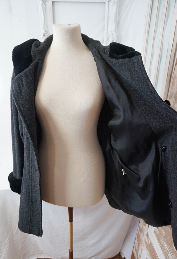 Albert Nipon Dressy Wool Coat with Hood and Faux … - image 4