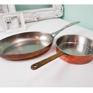 Choose ONE Stainless and Copper Cooking Pan / Culinox Sauce Pot or Oval Fish Pan / Vintage MCM Kitchen Cookware