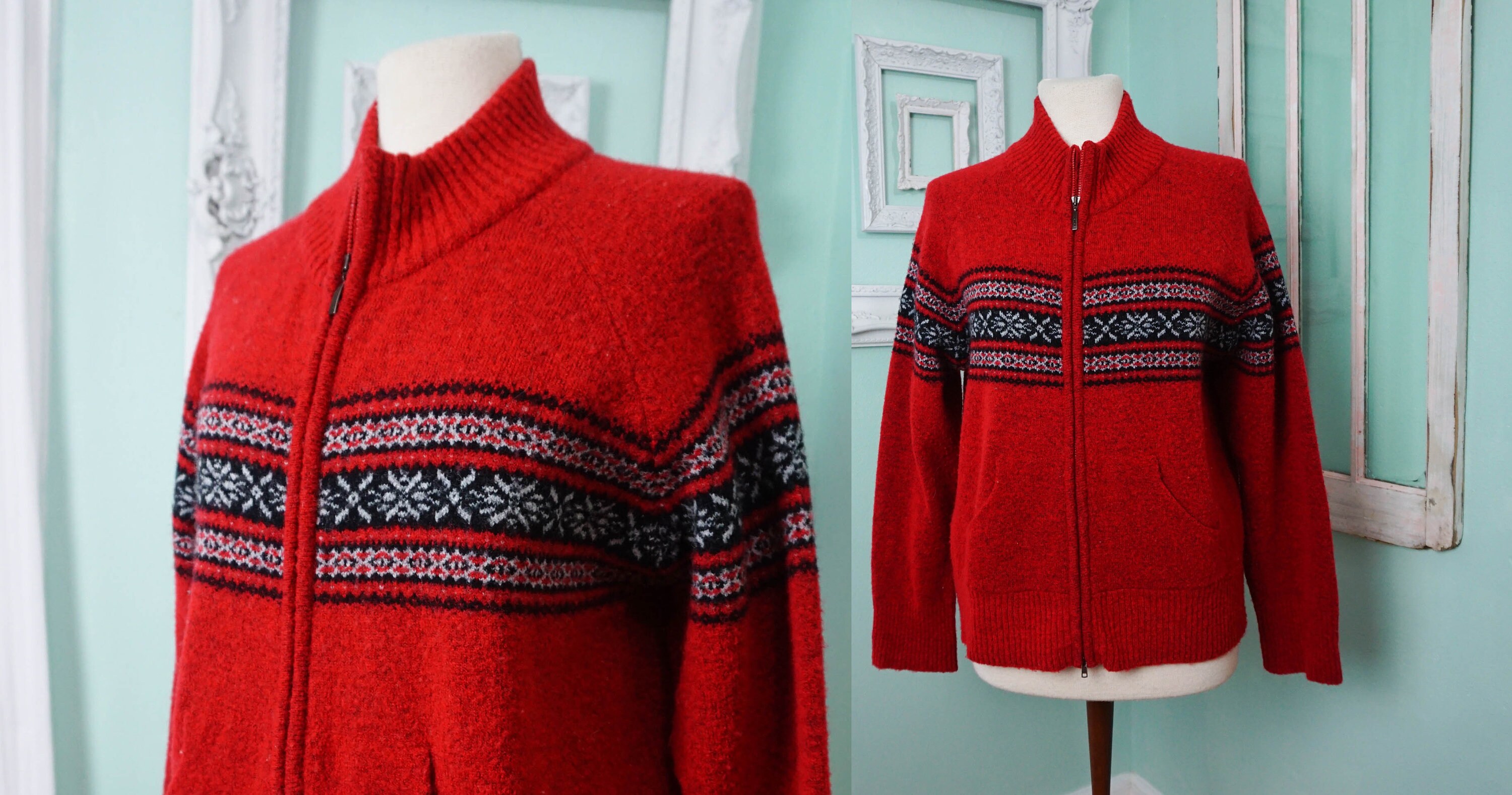 トップス GRANCY ZipDesign Asymmetry Knit RED Grancy Zip Design Asymmetric Knit