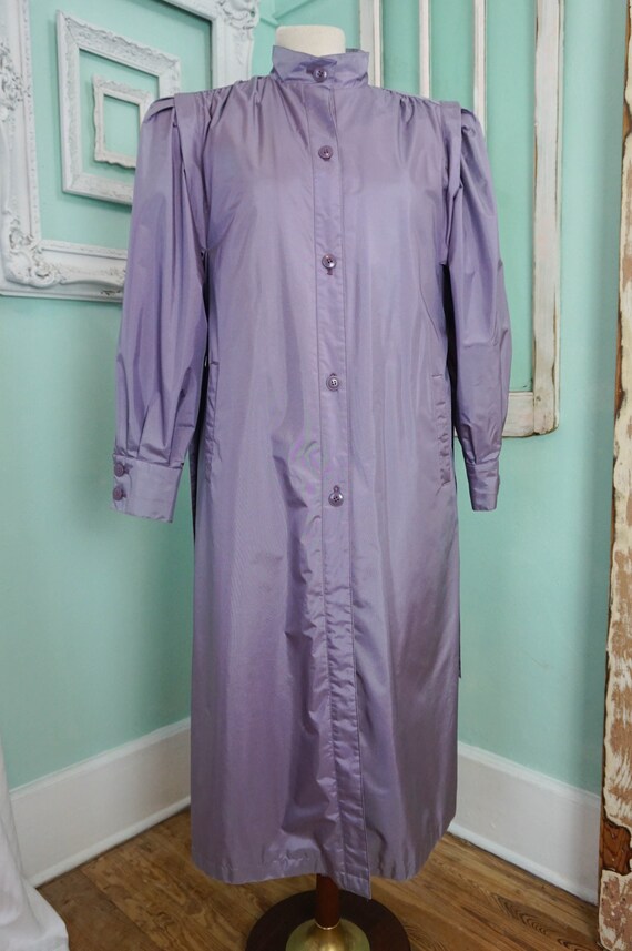 Shimmery Purple Rain Coat / Vintage Trench Style … - image 3