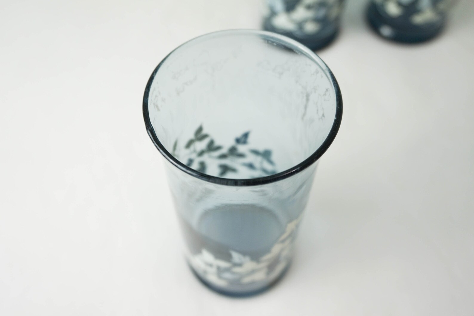 Set of 4 Blue Drinking Glasses / Vintage Table Barware Etsy