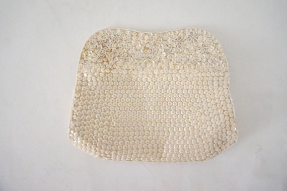 Creamy White Beaded Clutch Vintage Purse // Women… - image 4