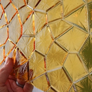 Choose a Single Pane of Textured Amber Glass / Window Replacement / Yellow Stained Glass / 60s 70s Vintage Colorful Salvage