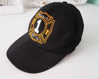 Firefighter Ball Cap Melville Fire Department  / Black Trucker Cap Fireman Accessories / Long Island New York NY Memorabilia