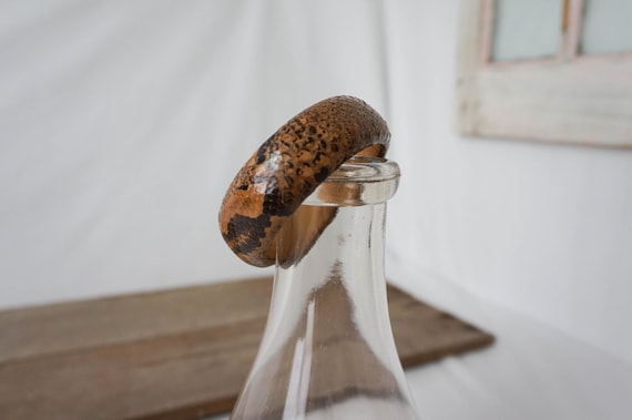 Python Snake Bangle Bracelet with Leather Lining … - image 1