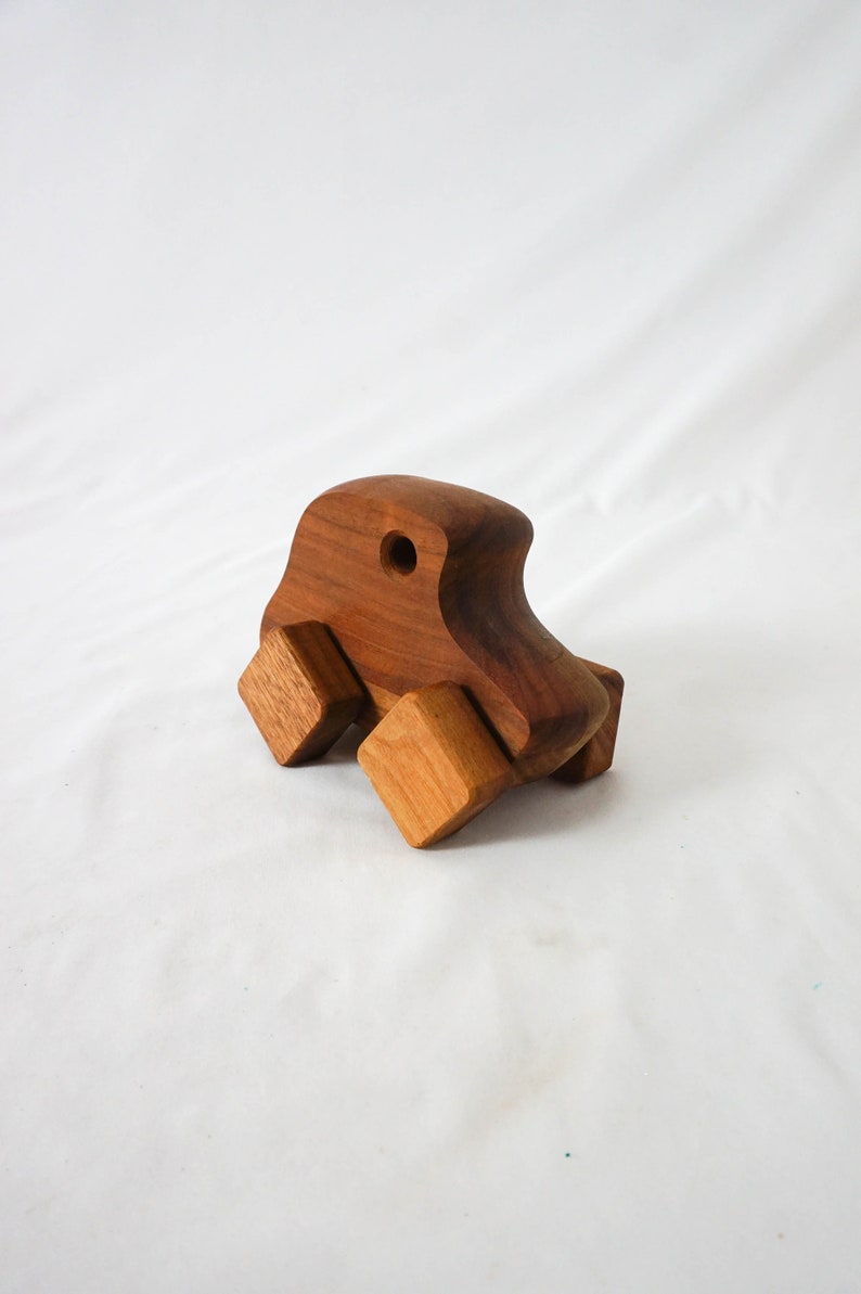 Small Wooden Toy Car with Square Wheels / Vintage Rustic Toy image 5