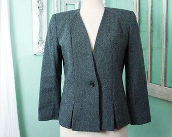 Vidal Sasson Wool Suit Jacket for Woman / Dressy Retro Vintage Coat / Stylish Business Attire