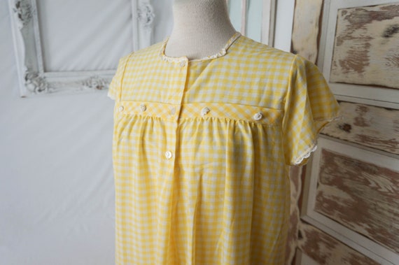 Yellow and White Gingham Check House Dress or Nig… - image 5