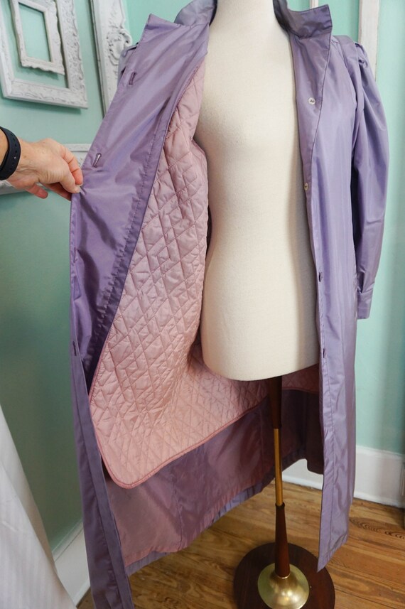 Shimmery Purple Rain Coat / Vintage Trench Style … - image 2