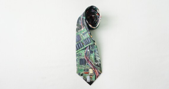 Computer Geek Techie Necktie with Circuit Boards … - image 1