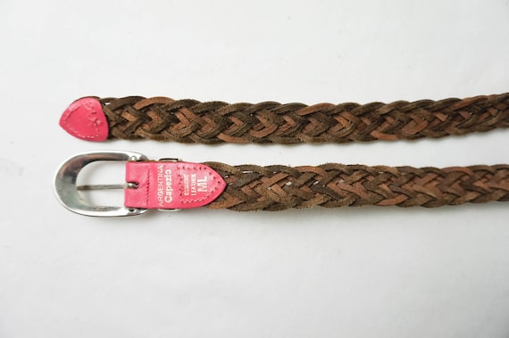 Woven Rainbow Braided Leather Belt / Vintage Wome… - image 6