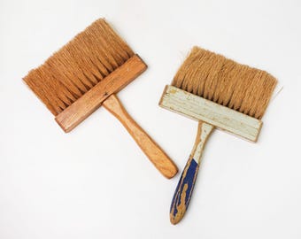 Choose ONE Wood Handled Wallpaper Brush / Vintage Horse or Boar's Hair Painting Tool / Rustic Primitive Handmade Tool
